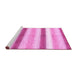 Sideview of Machine Washable Abstract Pink Contemporary Rug, wshcon389pnk