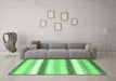 Machine Washable Abstract Emerald Green Contemporary Area Rugs in a Living Room,, wshcon389emgrn