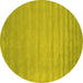 Round Abstract Yellow Contemporary Rug, con38yw