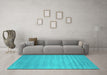 Machine Washable Abstract Turquoise Contemporary Area Rugs in a Living Room,, wshcon38turq