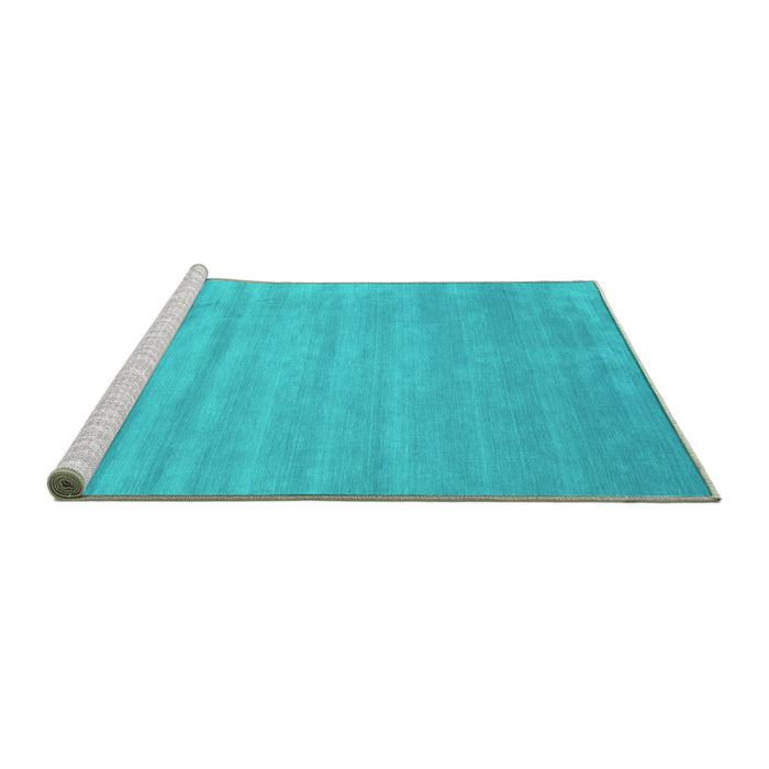 Sideview of Machine Washable Abstract Turquoise Contemporary Area Rugs, wshcon38turq