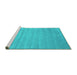 Sideview of Machine Washable Abstract Turquoise Contemporary Area Rugs, wshcon38turq