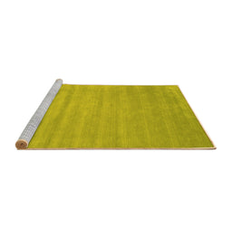 Sideview of Machine Washable Abstract Yellow Contemporary Rug, wshcon38yw