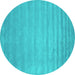 Round Abstract Turquoise Contemporary Rug, con38turq