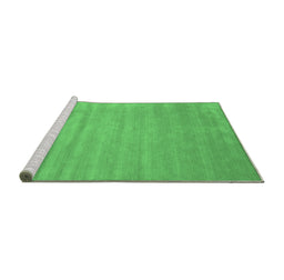 Sideview of Machine Washable Abstract Emerald Green Contemporary Area Rugs, wshcon38emgrn