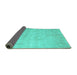 Sideview of Abstract Turquoise Contemporary Rug, con390turq