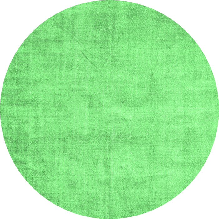 Round Machine Washable Abstract Emerald Green Contemporary Area Rugs, wshcon390emgrn