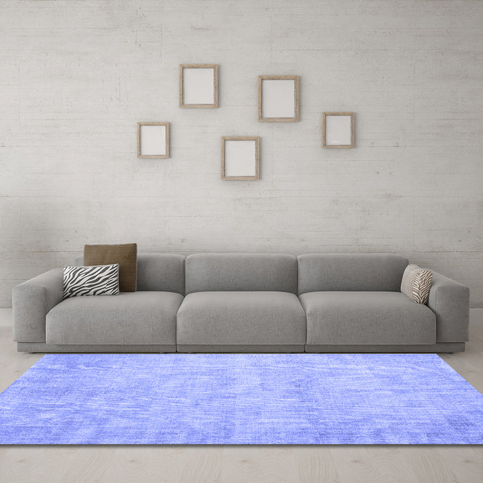 Machine Washable Abstract Blue Contemporary Rug in a Living Room, wshcon390blu