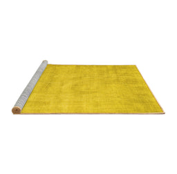 Sideview of Machine Washable Abstract Yellow Contemporary Rug, wshcon390yw