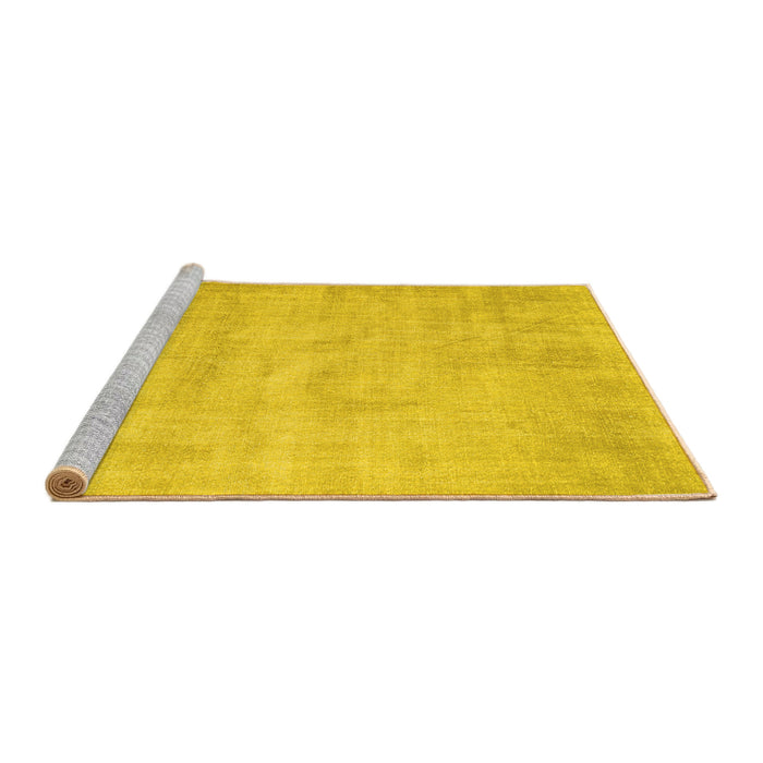 Sideview of Machine Washable Abstract Yellow Contemporary Rug, wshcon390yw
