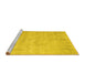 Sideview of Machine Washable Abstract Yellow Contemporary Rug, wshcon390yw