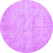 Round Machine Washable Abstract Purple Contemporary Area Rugs, wshcon390pur