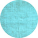 Round Abstract Light Blue Contemporary Rug, con390lblu