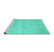 Sideview of Machine Washable Abstract Turquoise Contemporary Area Rugs, wshcon390turq