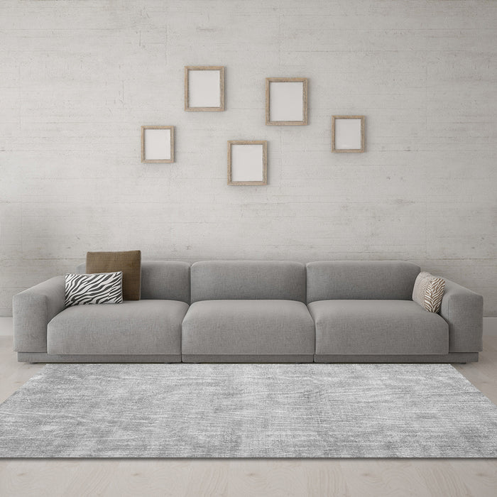 Machine Washable Abstract Gray Contemporary Rug in a Living Room,, wshcon390gry