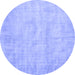 Round Abstract Blue Contemporary Rug, con390blu