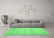 Machine Washable Abstract Emerald Green Contemporary Area Rugs in a Living Room,, wshcon390emgrn