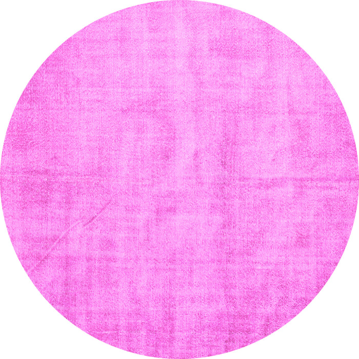 Round Machine Washable Abstract Pink Contemporary Rug, wshcon390pnk