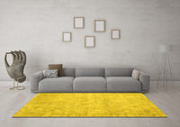 Machine Washable Abstract Yellow Contemporary Rug, wshcon390yw