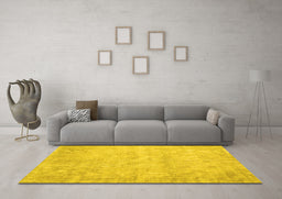 Machine Washable Abstract Yellow Contemporary Rug in a Living Room, wshcon390yw