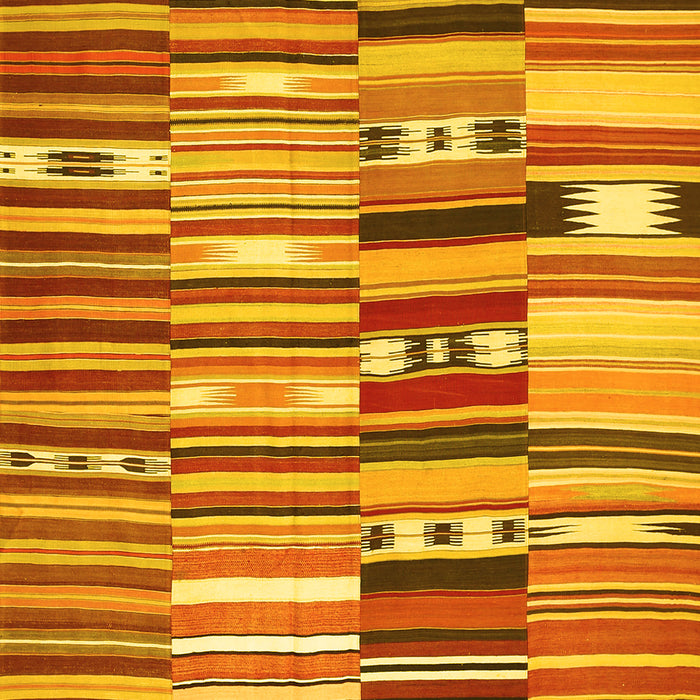 Machine Washable Patchwork Yellow Transitional Rug, wshcon391yw