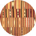 Round Patchwork Brown Transitional Rug, con391brn