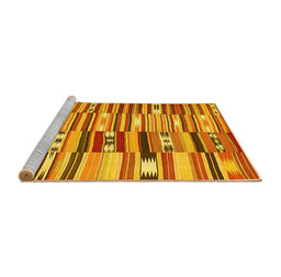 Sideview of Machine Washable Patchwork Yellow Transitional Rug, wshcon391yw
