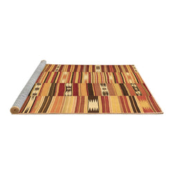 Sideview of Machine Washable Patchwork Brown Transitional Rug, wshcon391brn