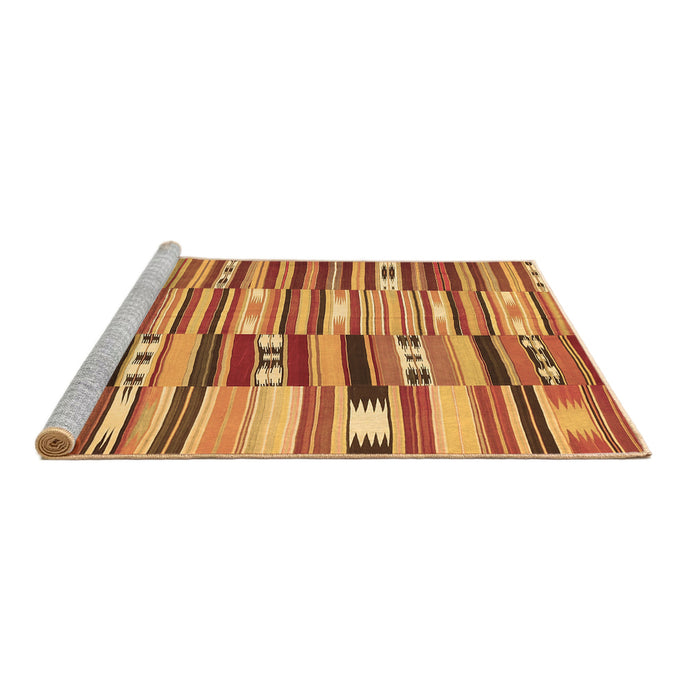 Sideview of Machine Washable Patchwork Brown Transitional Rug, wshcon391brn