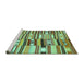 Sideview of Machine Washable Patchwork Turquoise Transitional Area Rugs, wshcon391turq