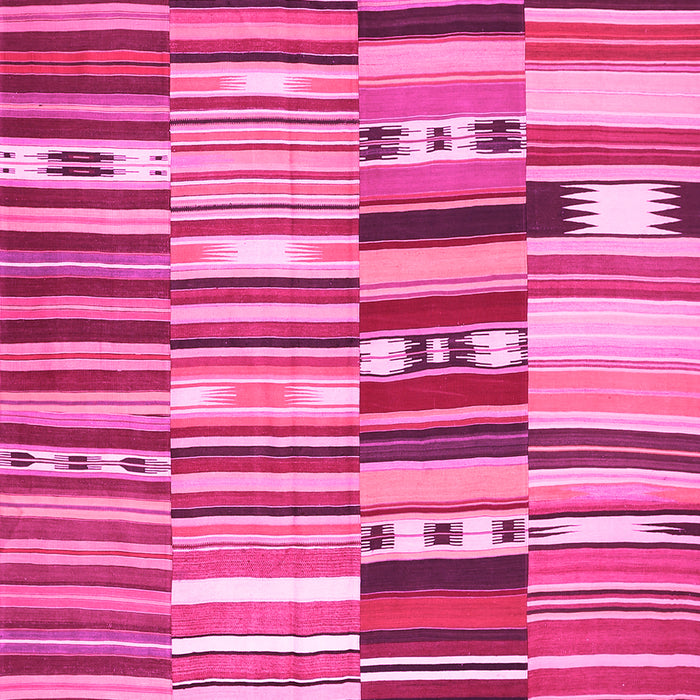 Machine Washable Patchwork Pink Transitional Rug, wshcon391pnk