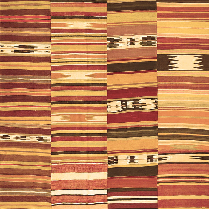 Machine Washable Patchwork Brown Transitional Rug, wshcon391brn