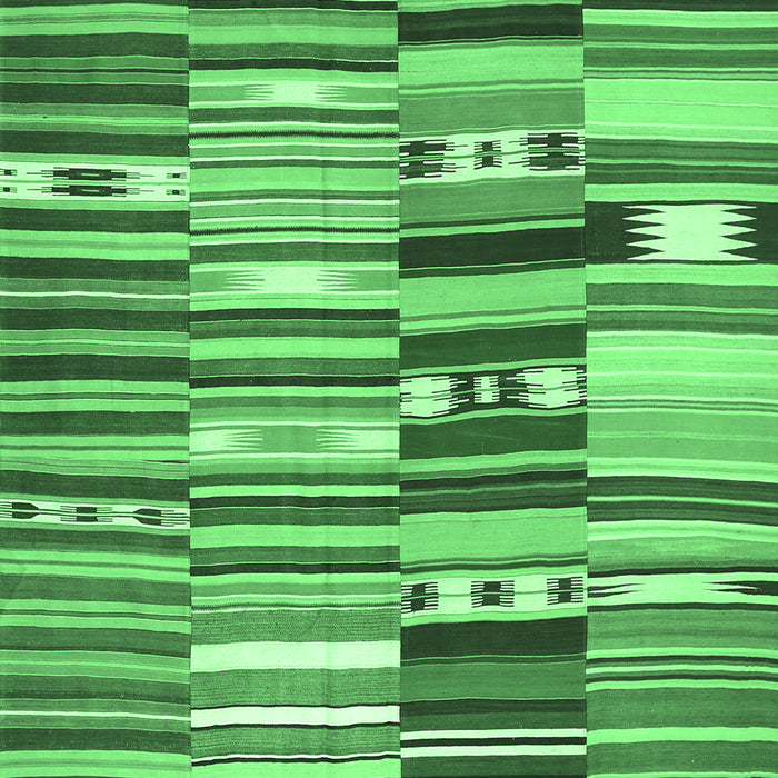 Machine Washable Patchwork Emerald Green Transitional Area Rugs, wshcon391emgrn