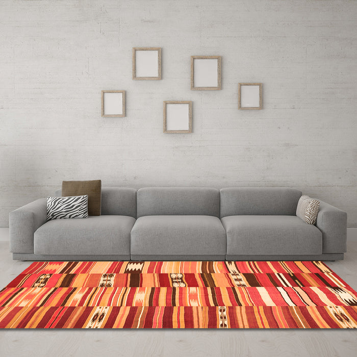 Machine Washable Patchwork Orange Transitional Area Rugs in a Living Room, wshcon391org