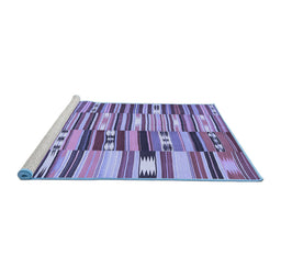Sideview of Machine Washable Patchwork Blue Transitional Rug, wshcon391blu