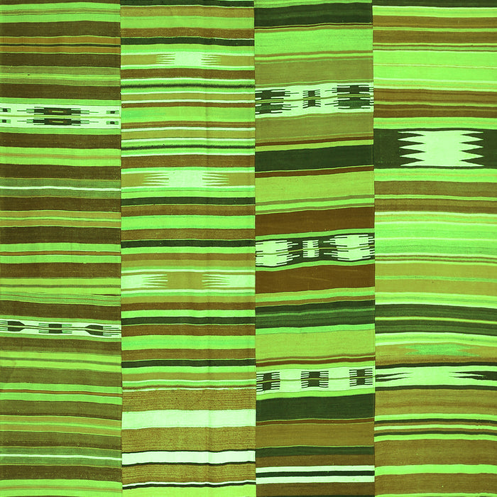 Serging Thickness of Machine Washable Patchwork Green Transitional Area Rugs, wshcon391grn