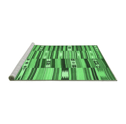 Sideview of Machine Washable Patchwork Emerald Green Transitional Area Rugs, wshcon391emgrn