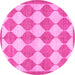 Round Abstract Pink Contemporary Rug, con392pnk