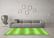 Machine Washable Abstract Green Contemporary Area Rugs in a Living Room,, wshcon392grn