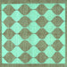 Square Machine Washable Abstract Turquoise Contemporary Area Rugs, wshcon392turq