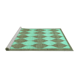 Sideview of Machine Washable Abstract Turquoise Contemporary Area Rugs, wshcon392turq