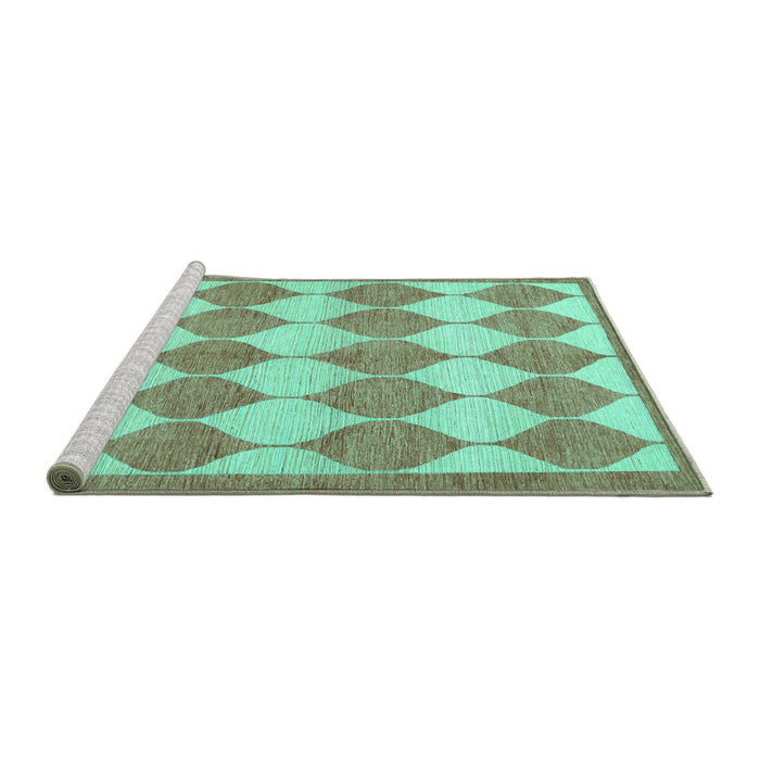 Sideview of Machine Washable Abstract Turquoise Contemporary Area Rugs, wshcon392turq