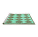 Sideview of Machine Washable Abstract Turquoise Contemporary Area Rugs, wshcon392turq