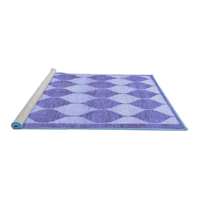 Sideview of Machine Washable Abstract Blue Contemporary Rug, wshcon392blu