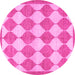 Round Machine Washable Abstract Pink Contemporary Rug, wshcon392pnk