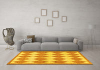 Machine Washable Abstract Yellow Contemporary Rug, wshcon392yw