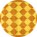 Round Abstract Yellow Contemporary Rug, con392yw