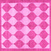 Square Machine Washable Abstract Pink Contemporary Rug, wshcon392pnk