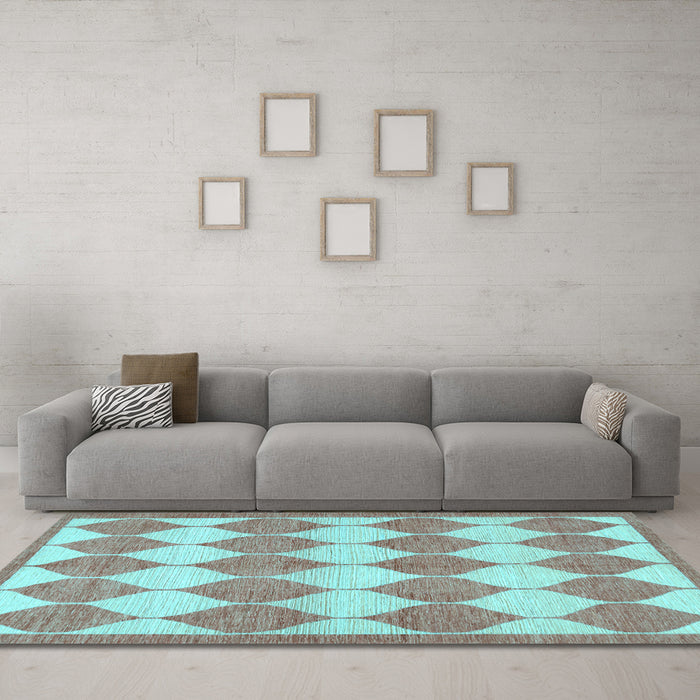 Machine Washable Abstract Light Blue Contemporary Rug in a Living Room, wshcon392lblu