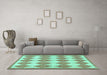 Machine Washable Abstract Turquoise Contemporary Area Rugs in a Living Room,, wshcon392turq